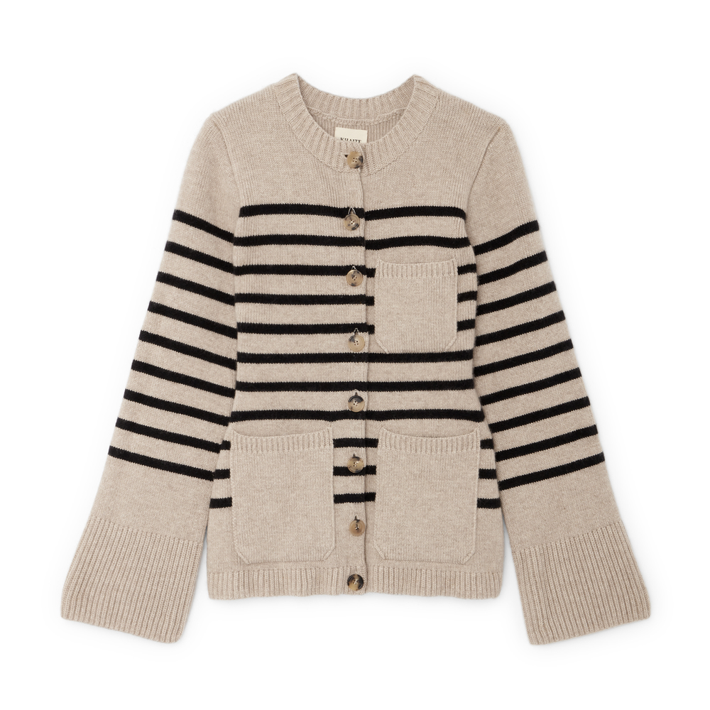 khaite striped cardigan