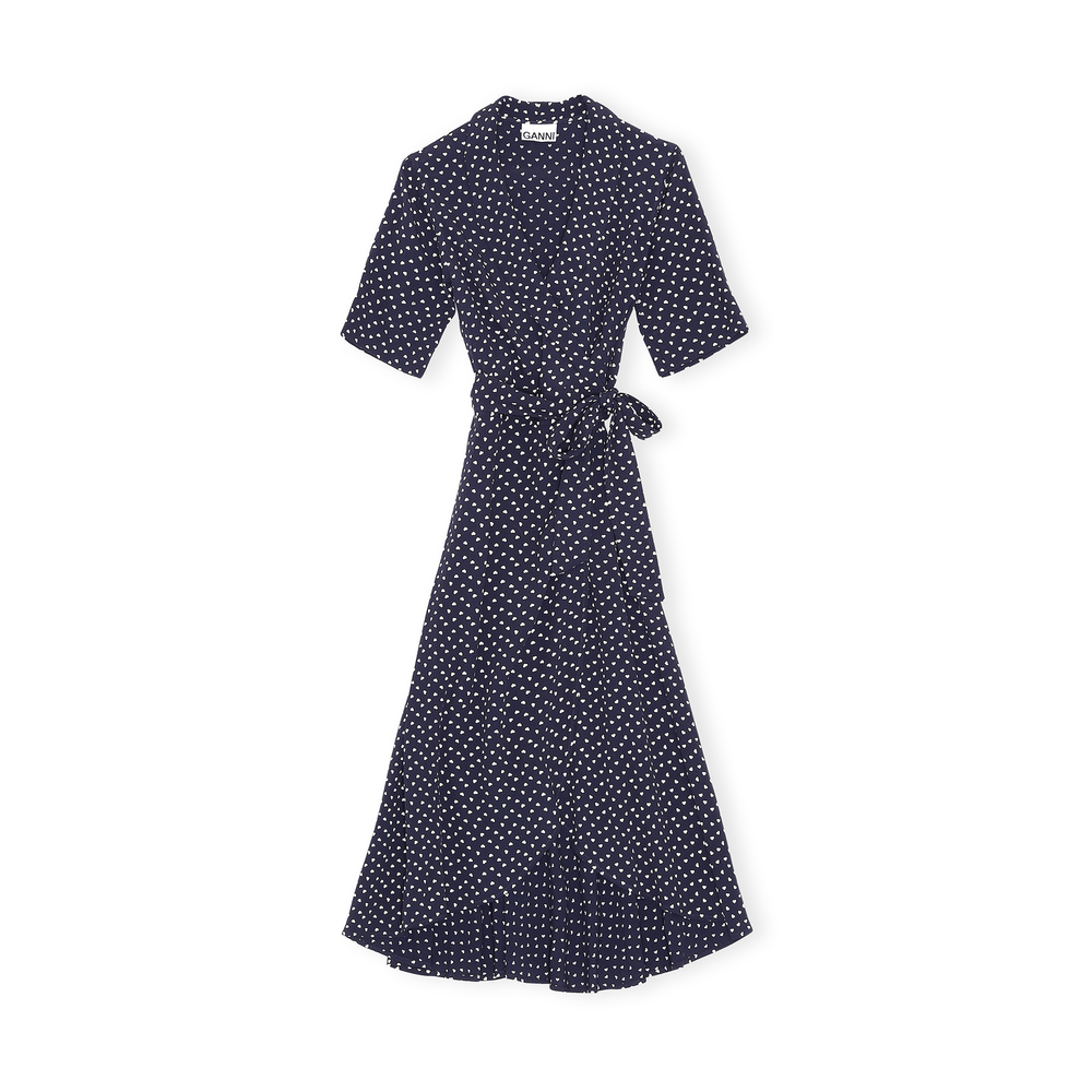 white printed crepe dress