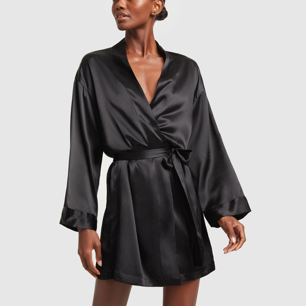 black satin robe