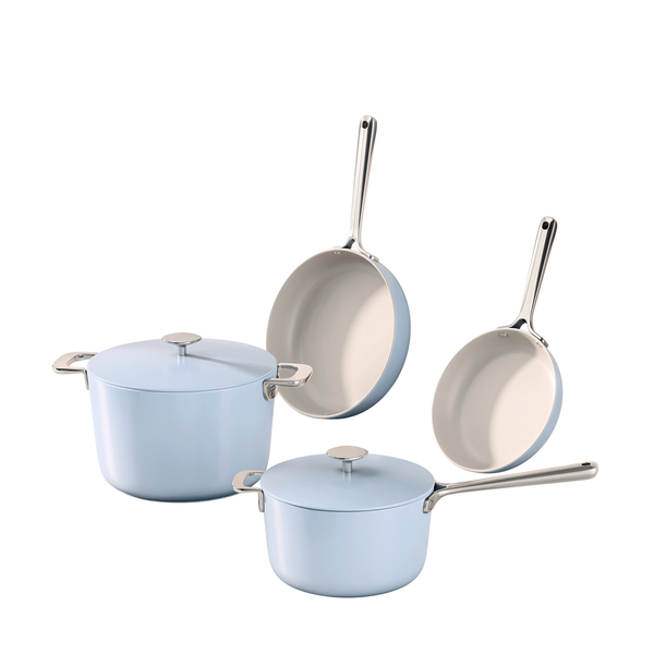 Small MOQ 8PCS Ceramic Nonstick Cooking Pots Aluminum Cookware Set