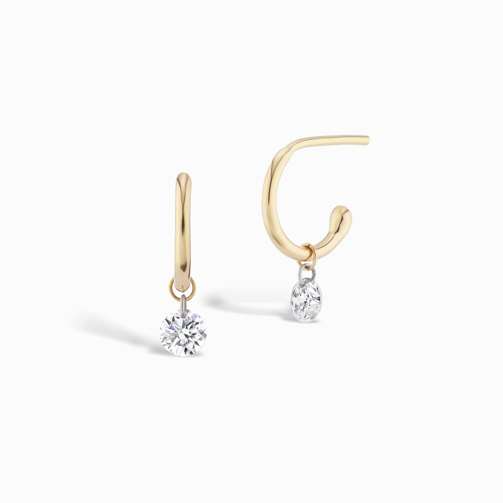 Sophie Ratner Pierced Diamond Huggies Earring In Yellow Gold/White Diamonds