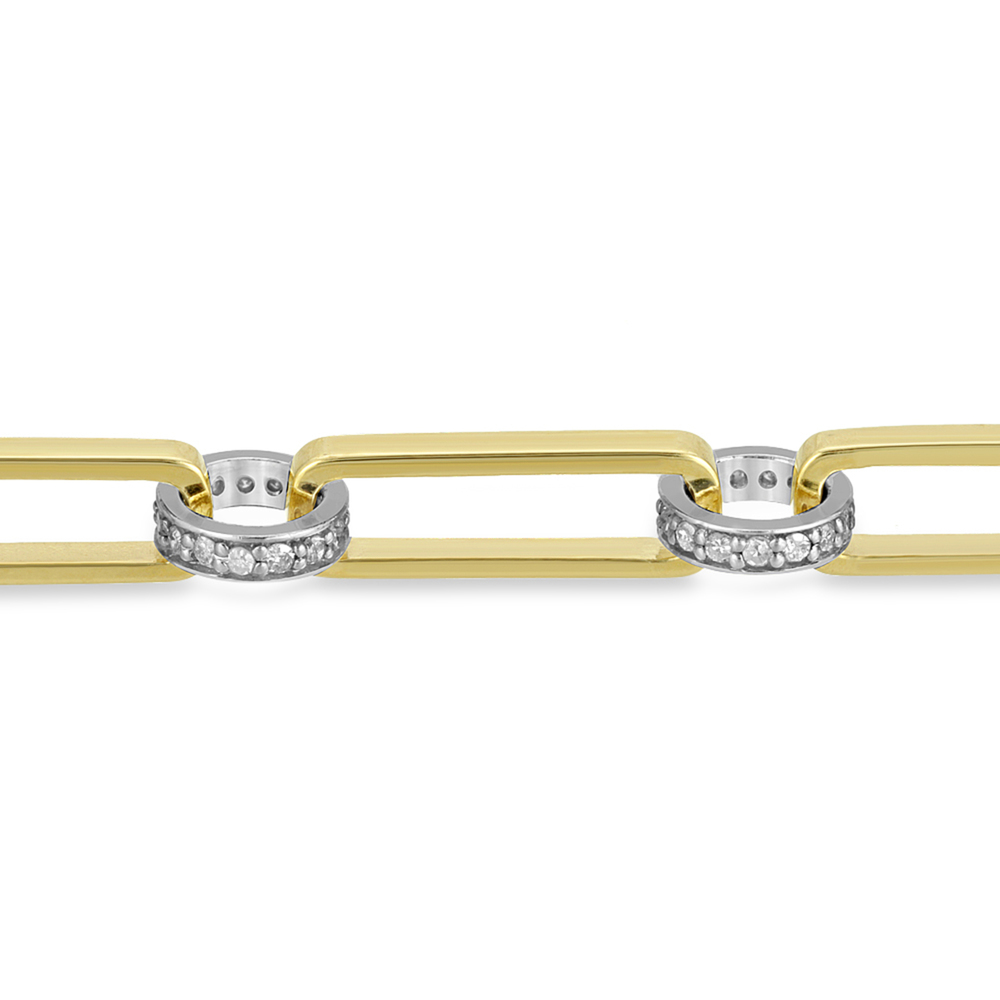Nancy Newberg Diamond Chain-Link Bracelet In Yellow Gold/White Diamonds