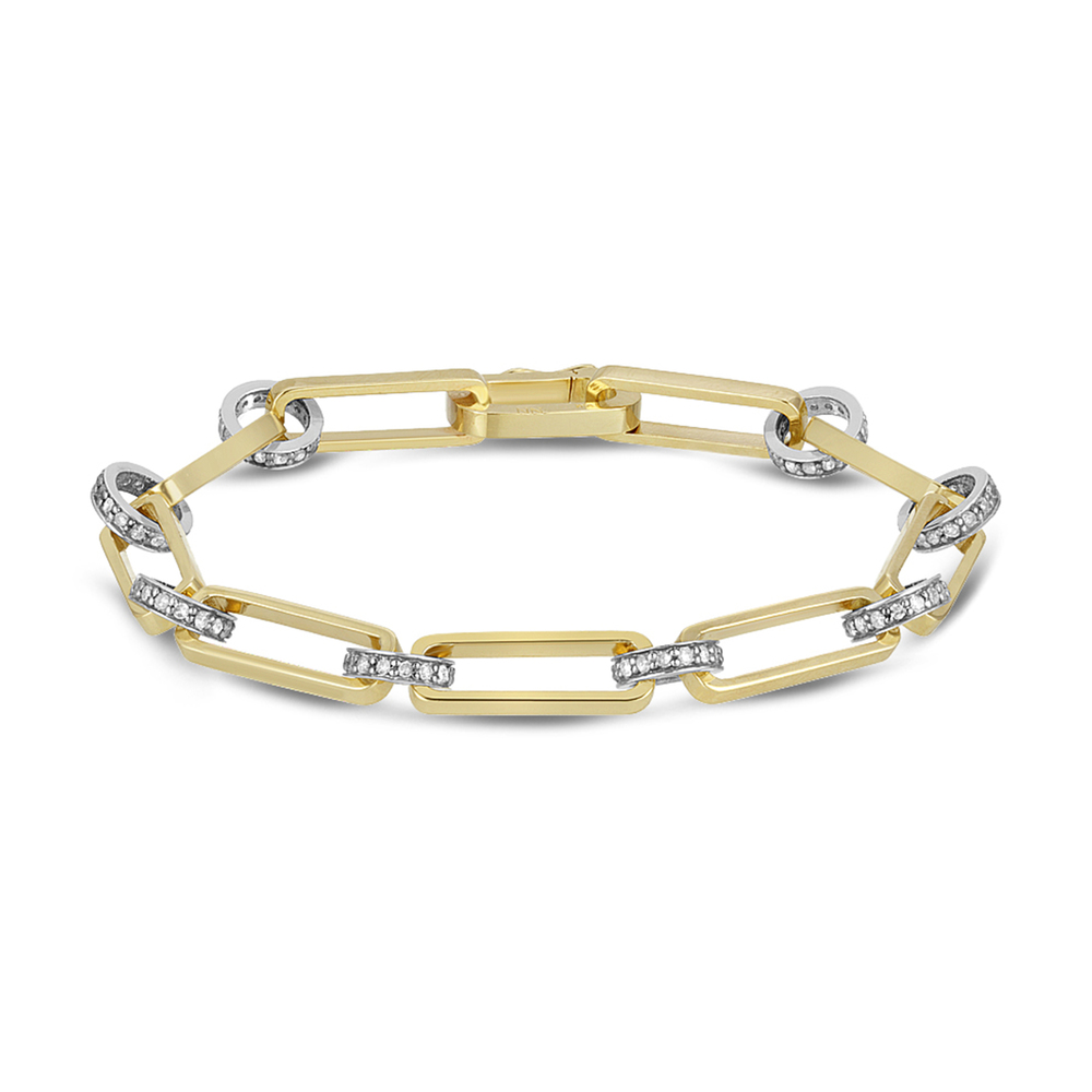 Nancy Newberg Gold Hook Bangle Bracelet in Yellow Gold/White Diamonds | Women