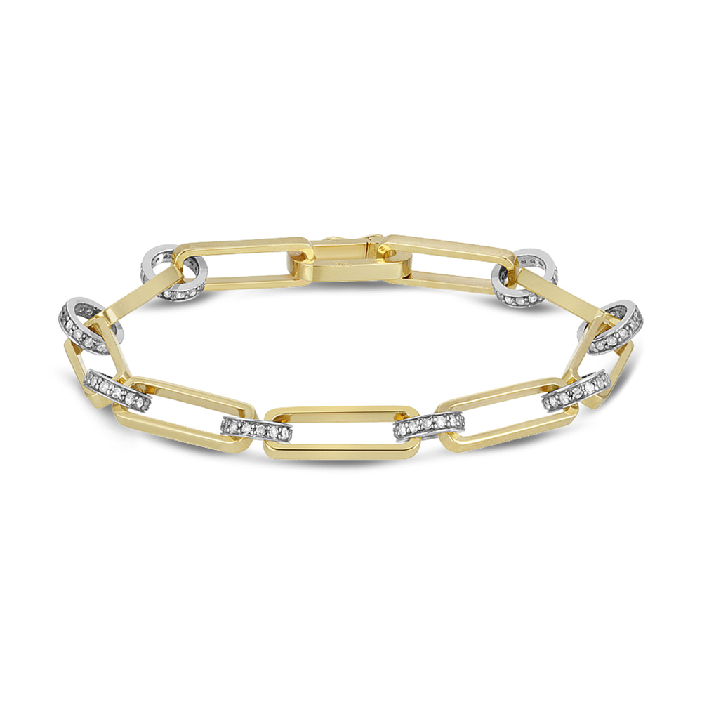 Nancy Newberg Diamond Chain-link Bracelet In Yellow Gold/white Diamonds