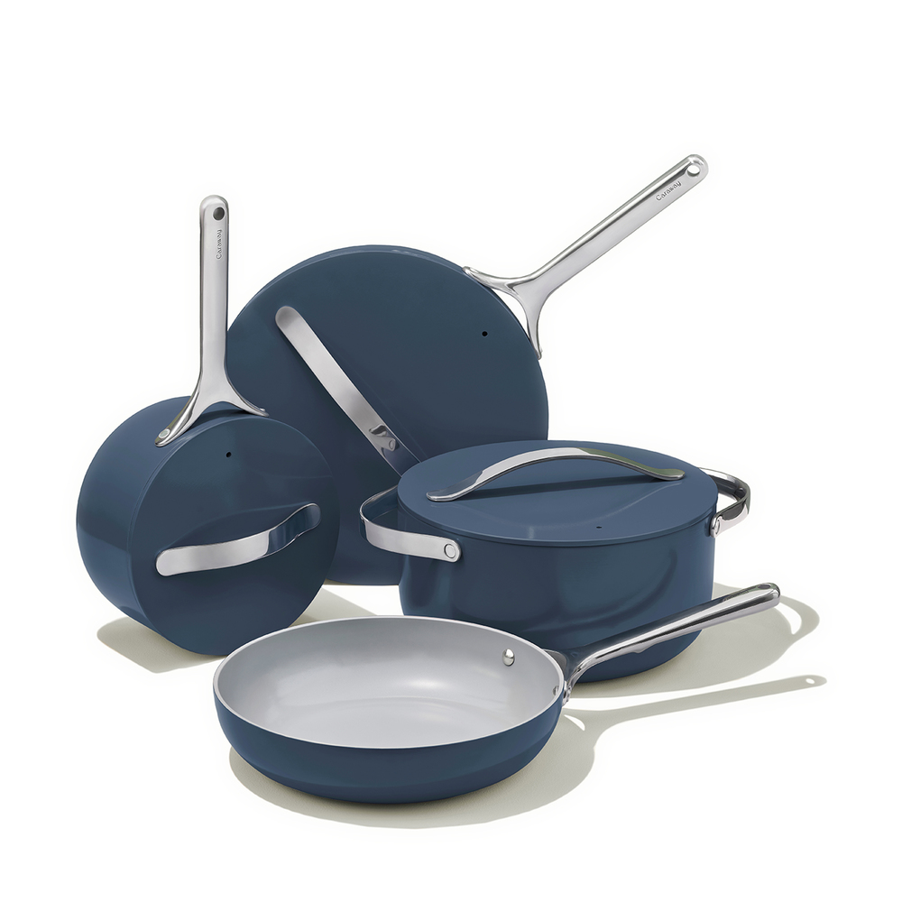 Caraway Non-toxic Ceramic Non-stick 7-piece Cookware Set With Lid Storage In Navy