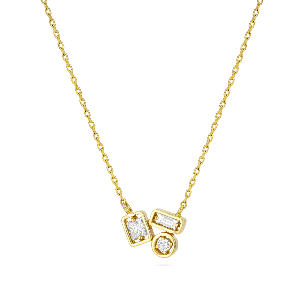 Suzanne Kalan Adalene White Diamond Necklace In Yellow Gold/White Diamonds