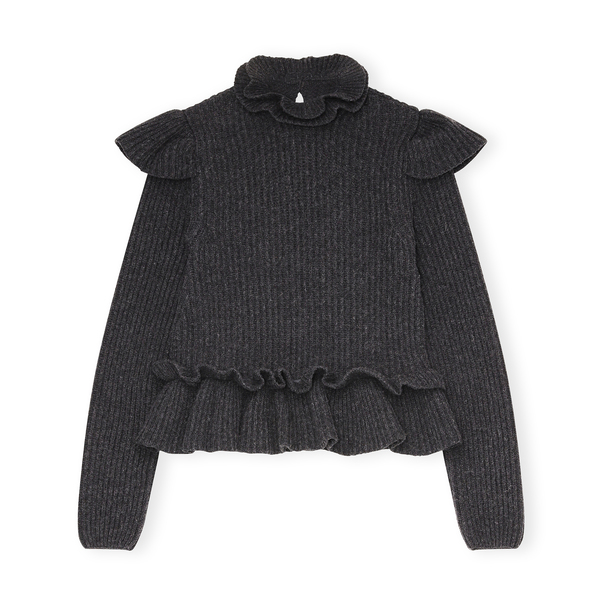 black frill cardigan