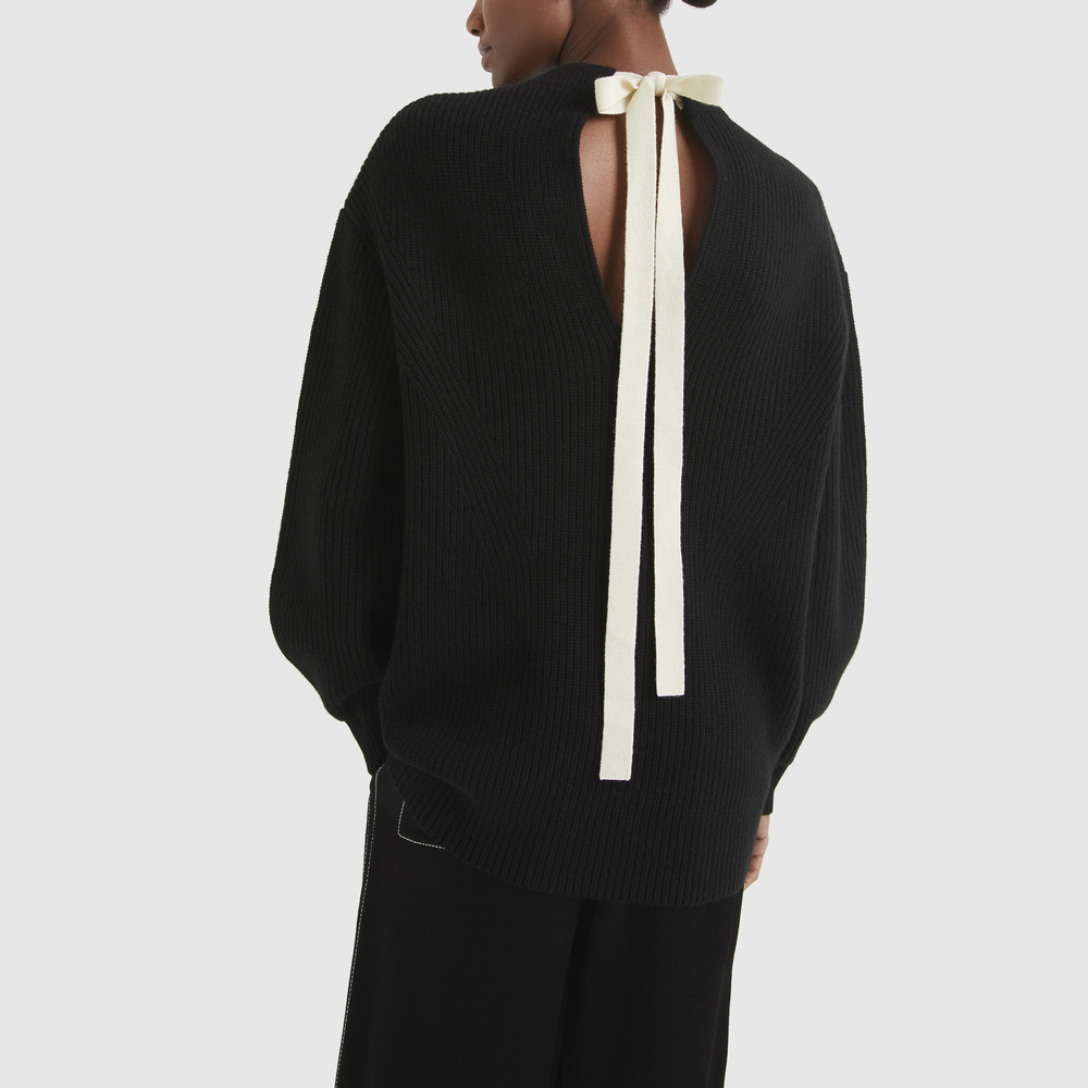 Proenza Schouler White Label Cashmere Sweater With Tie Back In Black