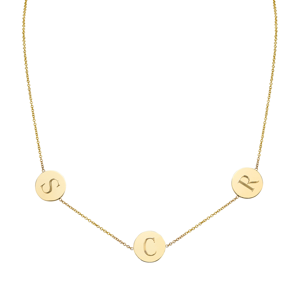 Sarah Chloe Cara 3 Initial Necklace In Gold Plated