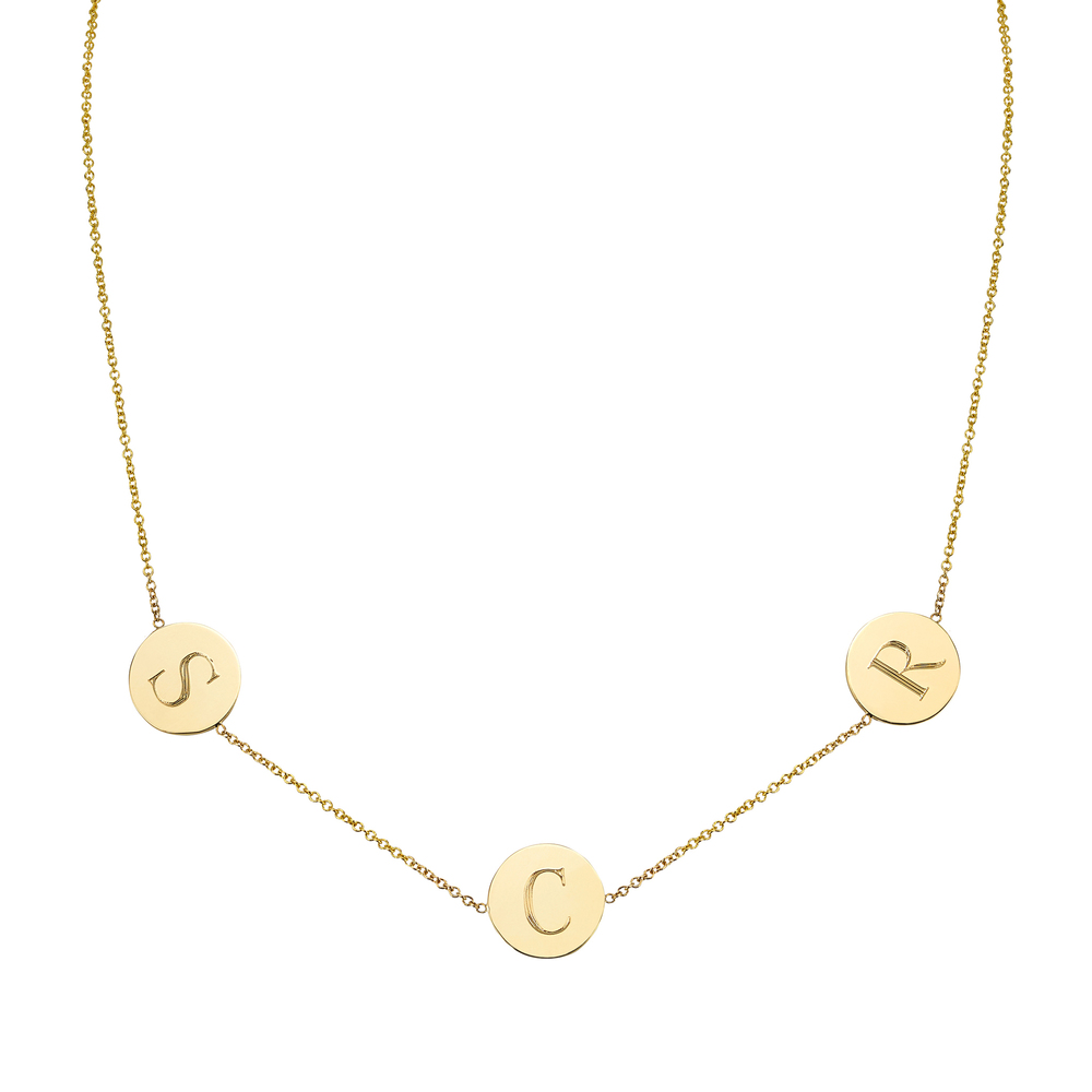 Sarah Chloe Cara 14K Gold Monogrammed Circle Chain Bracelet, Gold, Women's, Bracelets Monogram Initial & Alphabet Bracelets