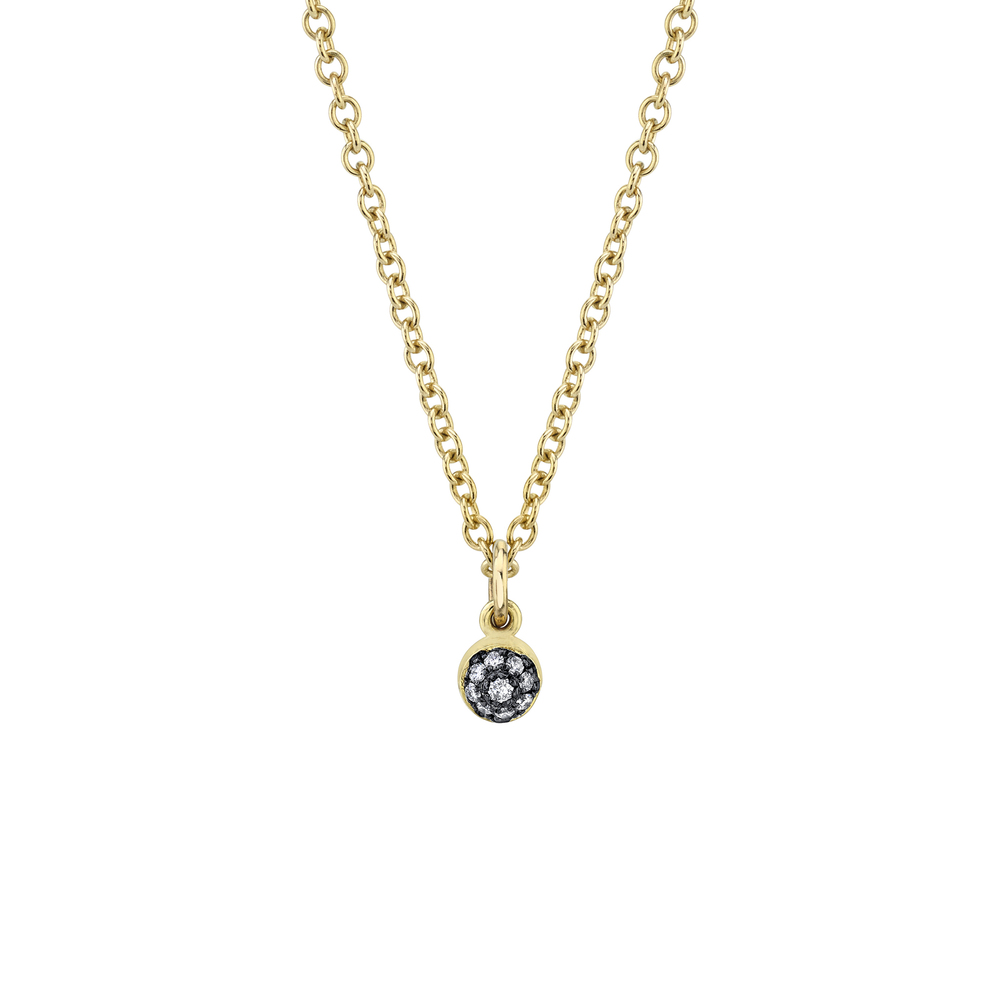Sarah Hendler Pavé Diamond Ball Necklace In Yellow Gold/White Diamond