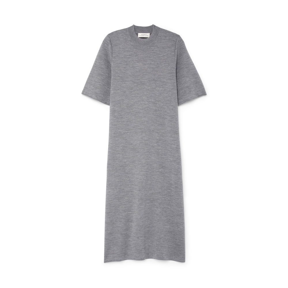 Studio Nicholson Short-sleeve Knit T-shirt Dress In Grey Marl