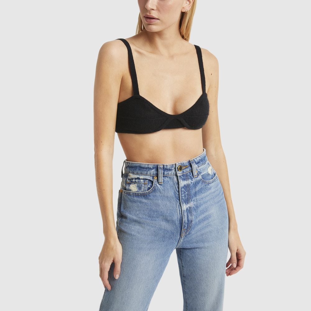 Khaite Eda Cashmere Soft-cup Bra In Black