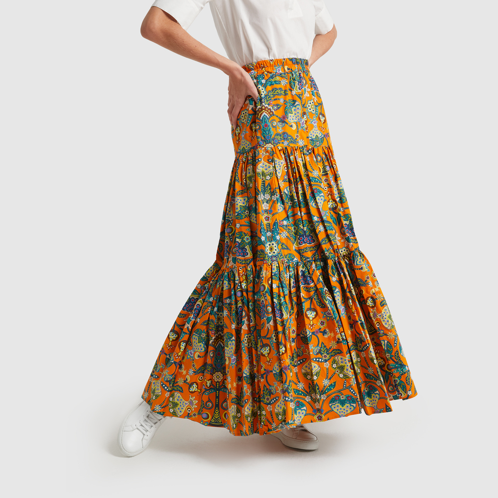 Shop La Doublej Big Skirt In Tree Of Life Arancio