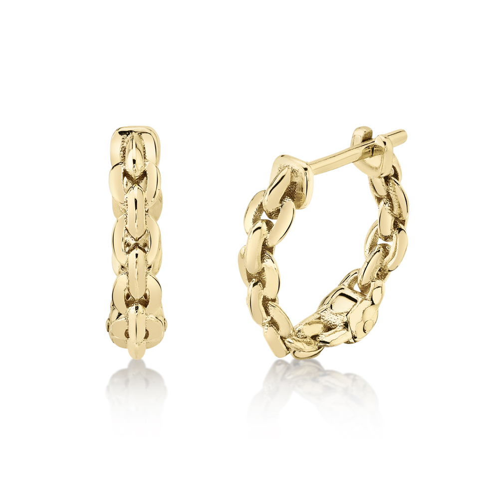 Lizzie Mandler Mini Chain Huggies Earring In Yellow Gold
