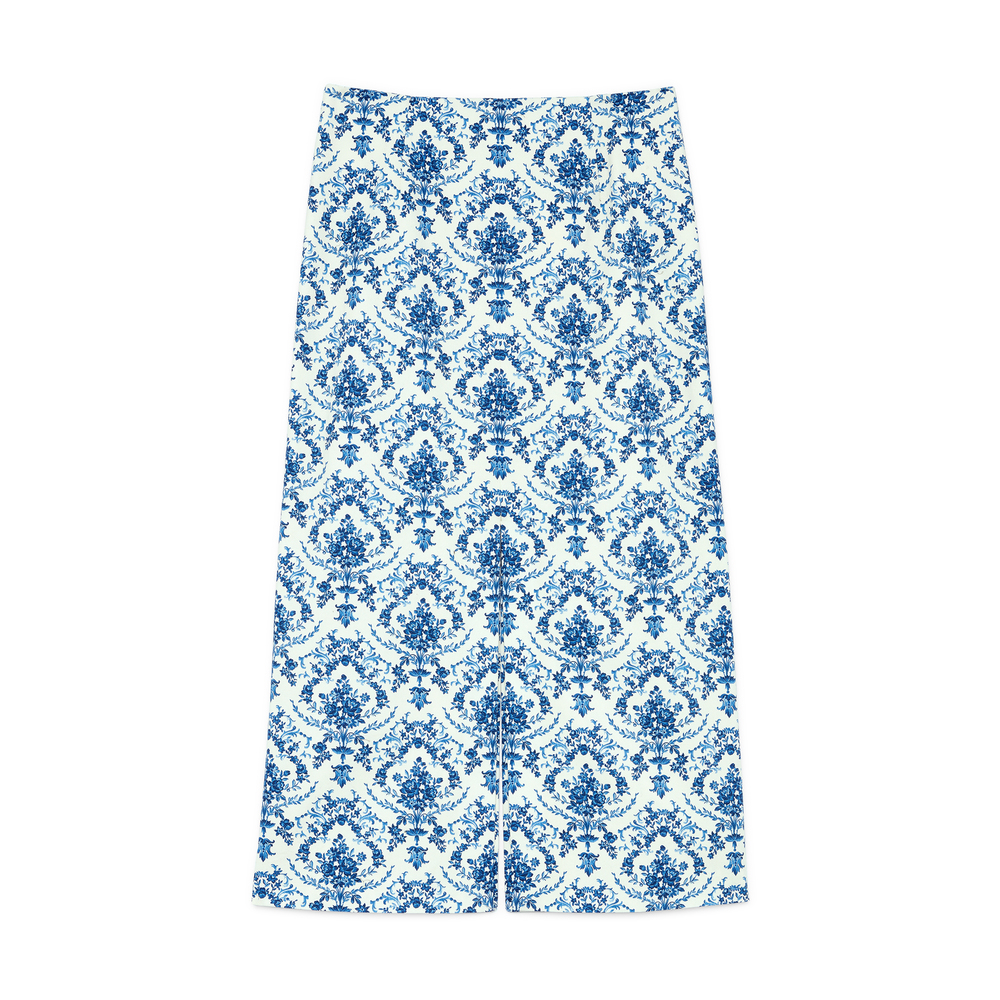 G. Label By Goop Andersen Pencil Skirt In White/Blue Print, Size 0