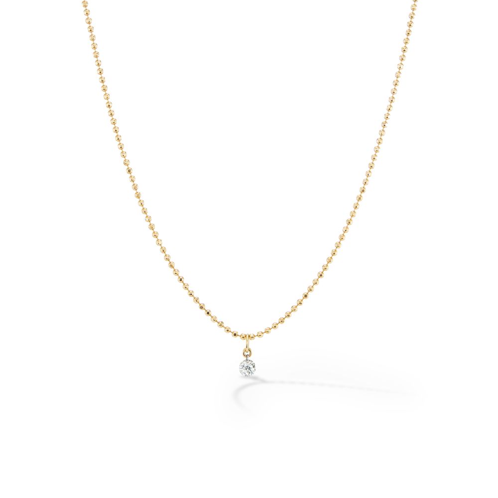 Sophie Ratner Pierced Diamond Ball Chain Necklace In Yellow Gold/White Diamonds
