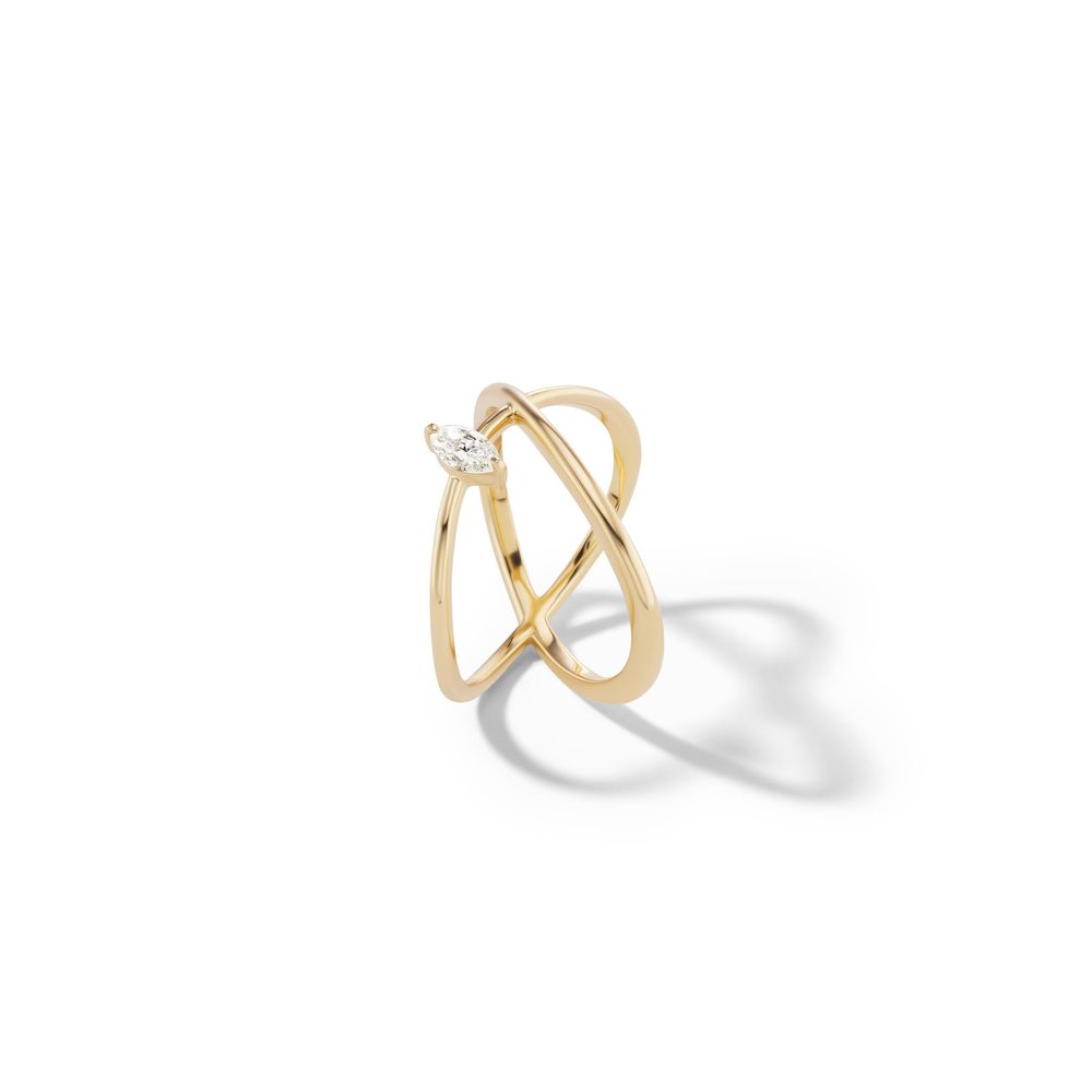 Sophie Ratner Diamond Passing Band In Yellow Gold/White Diamonds, Size 4