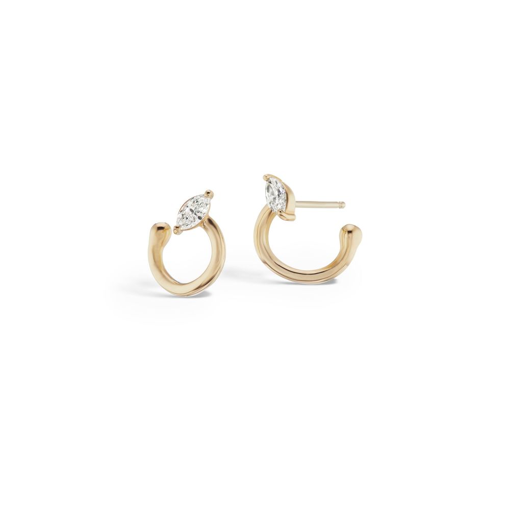 Sophie Ratner Helical Hoop Earrings In Yellow Gold,white Diamonds