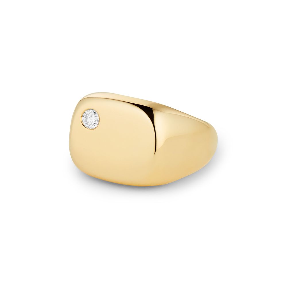 G. Label By Goop Sydney Floating-Diamond Pinkie Ring In Yellow Gold/White Diamond, Size 4