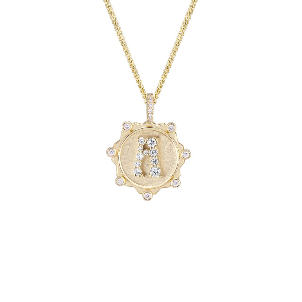 Marlo Laz Pavé Alphabet Necklace In Yellow Gold/White Diamond