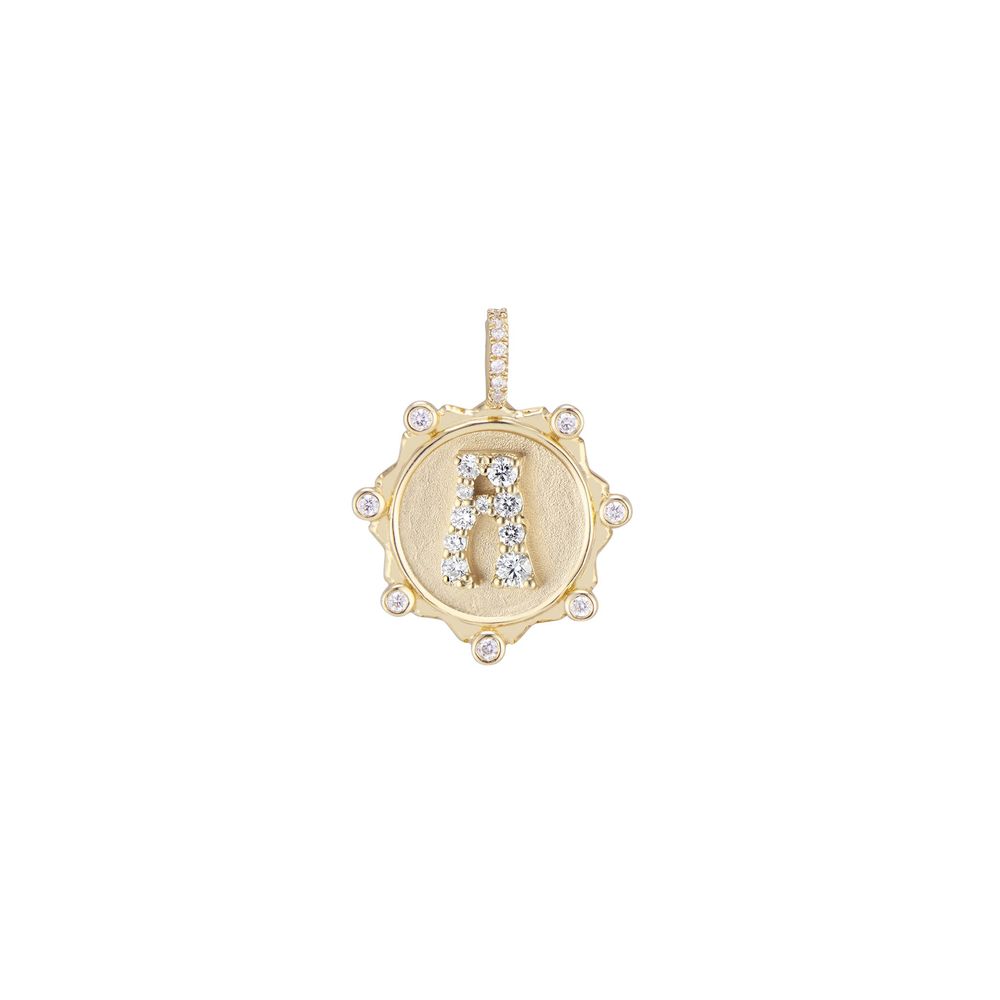 Marlo Laz Pavé Alphabet Necklace In Yellow Gold/White Diamond