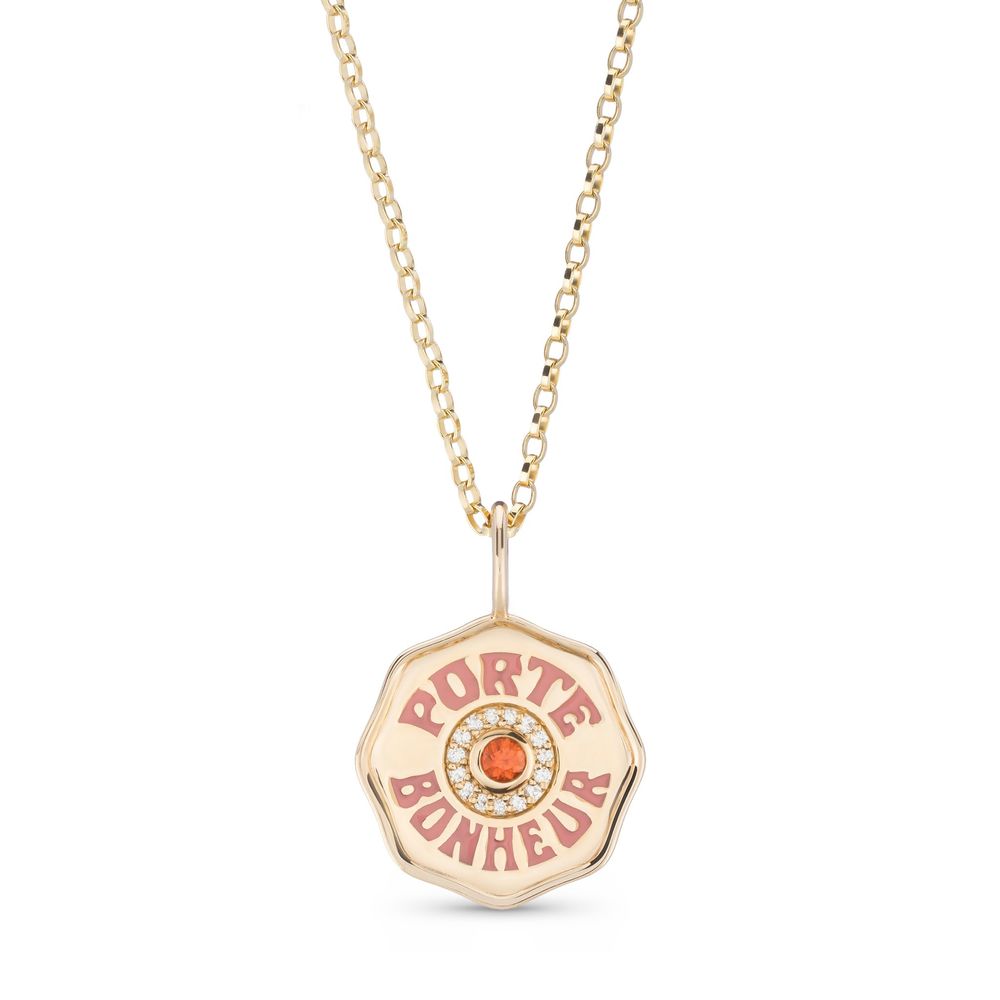 Marlo Laz Mini Porte Bonheur Diamond Necklace In Orange Sapphire