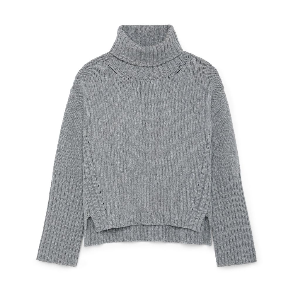 Grey Melange Wool and Alpaca Turtleneck Sweater by Proper Cloth