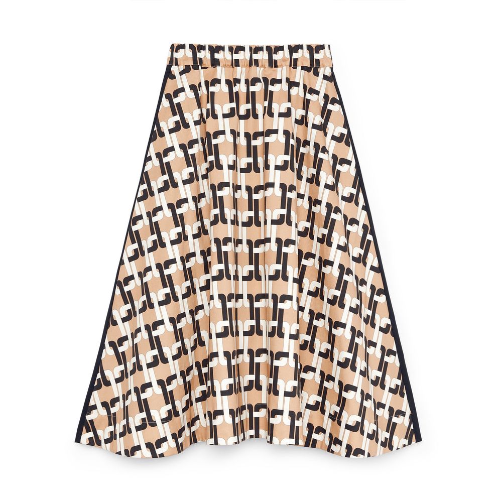 G. Label By Goop Evie Mid Length Printed Skirt In Ivory/Black/Camel, Size 4