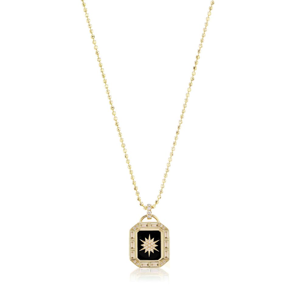 Sorellina La Stella Necklace In Yellow Gold,white Diamond,sapphire,onyx