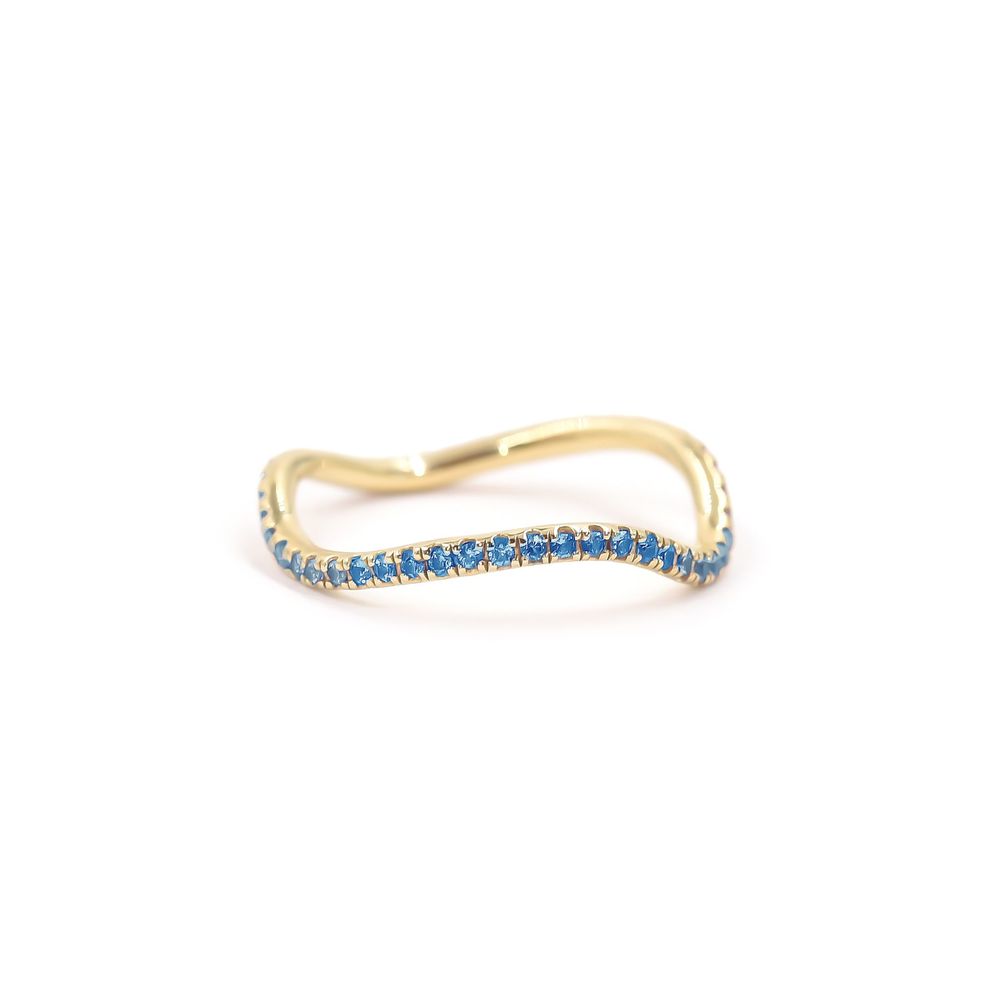 Bondeye Jewelry Birthstone Wave Ring In Blue Topaz, Size 5
