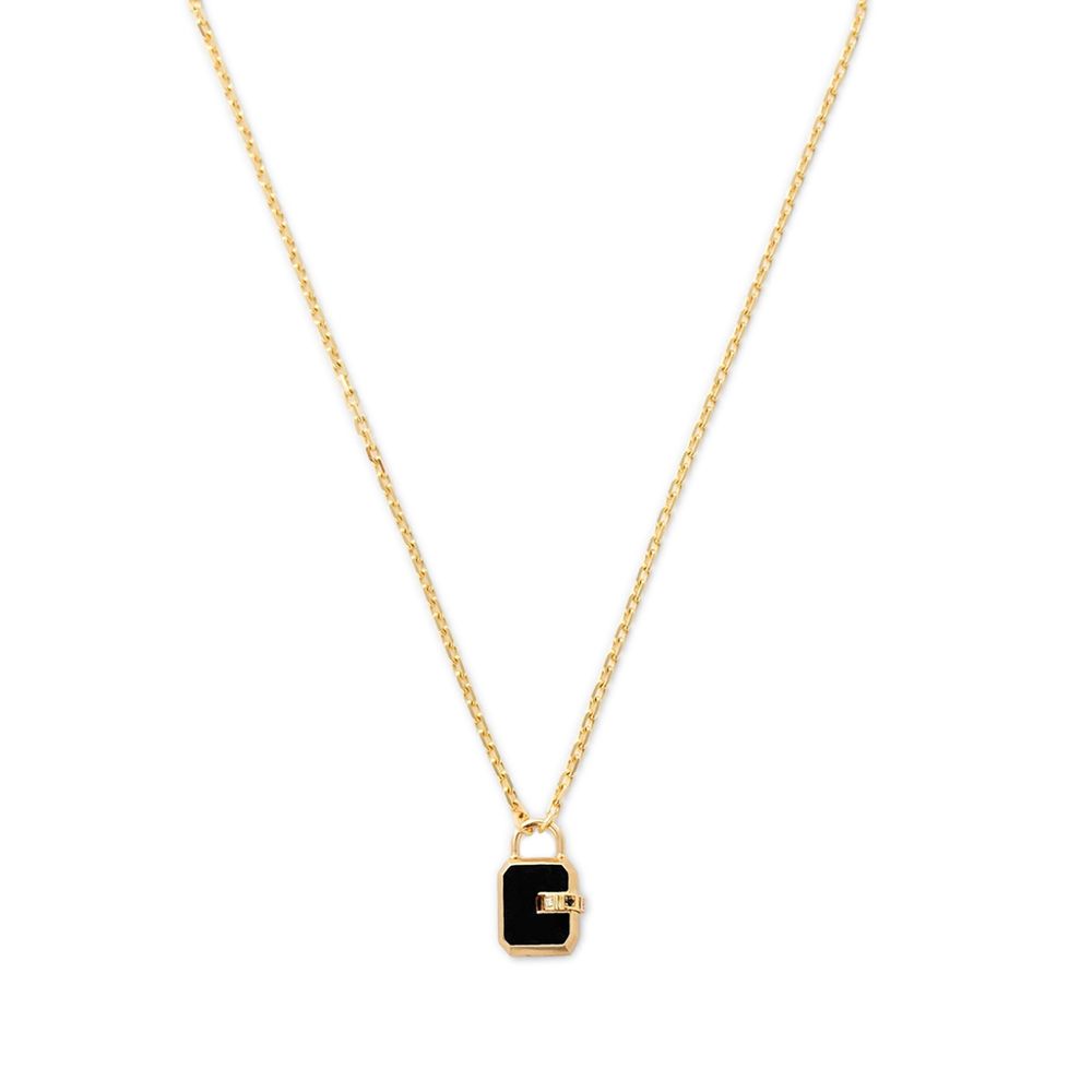 James Free 14K Yellow Gold Small Diamond Padlock Necklace