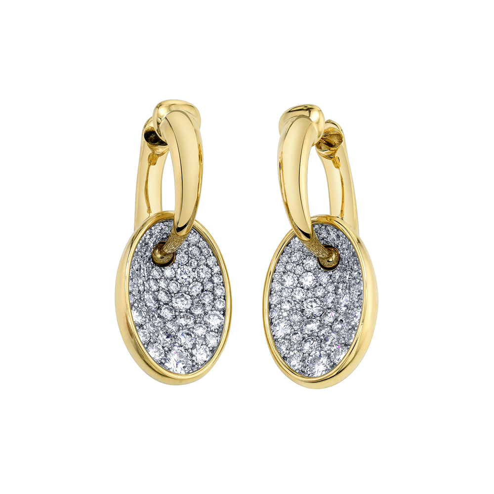 Vram Hyper Sine Earrings In Yellow Gold/Platinum/White Diamonds