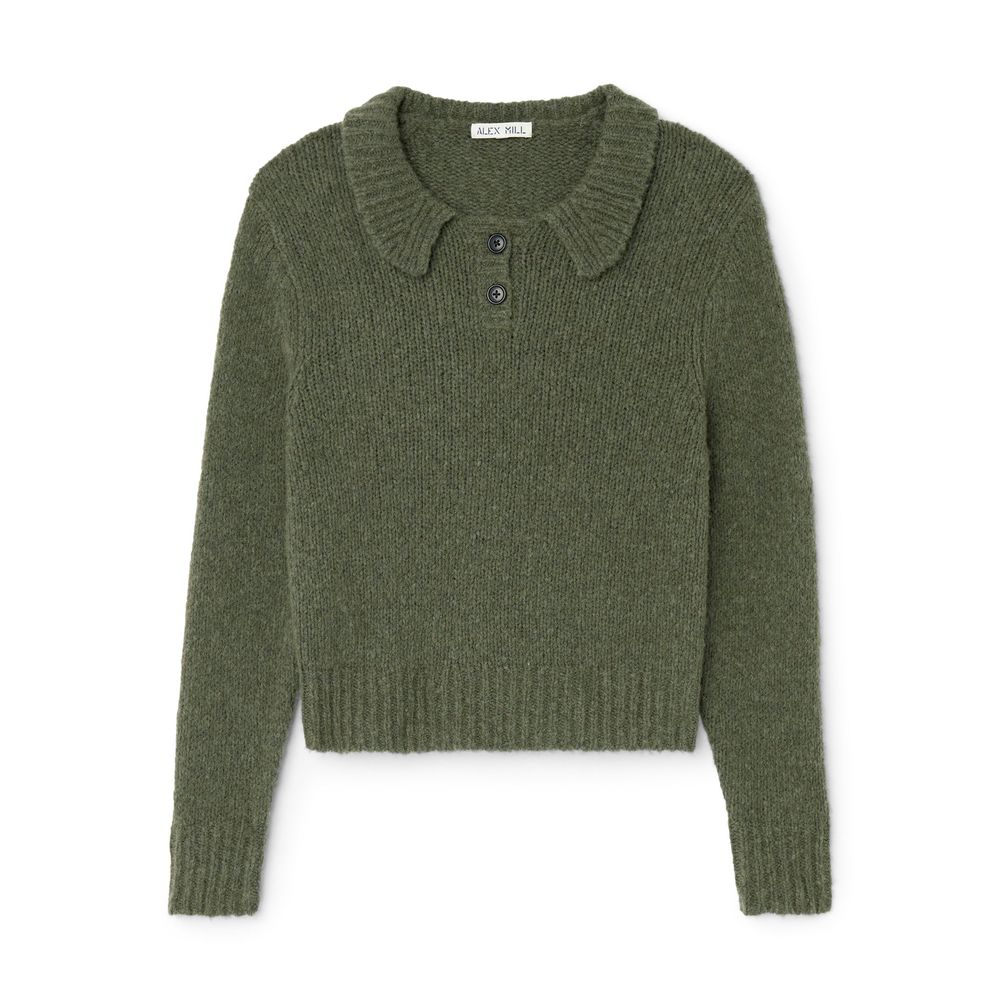Alex Mill Frank Henley Sweater In Olive, Large