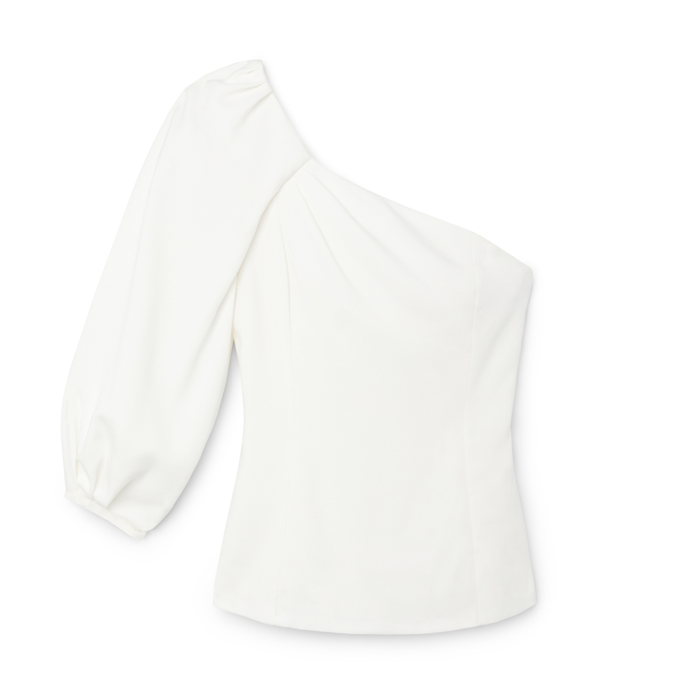 G. Label by goop Celina One-Shoulder Puff-Sleeve Top