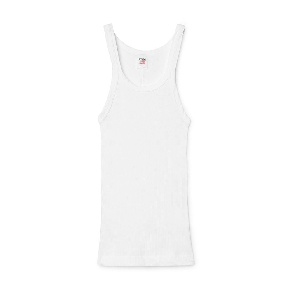 RE/DONE Ribbed Tank In Optic White, Small