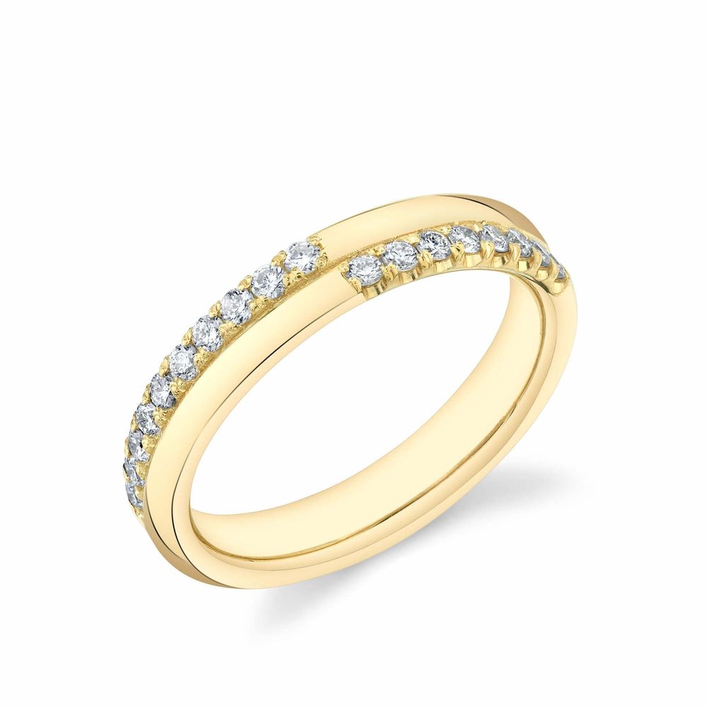 Sarah Hendler Diamond Crossroads Ring In Yellow Gold/White Diamonds, Size 9
