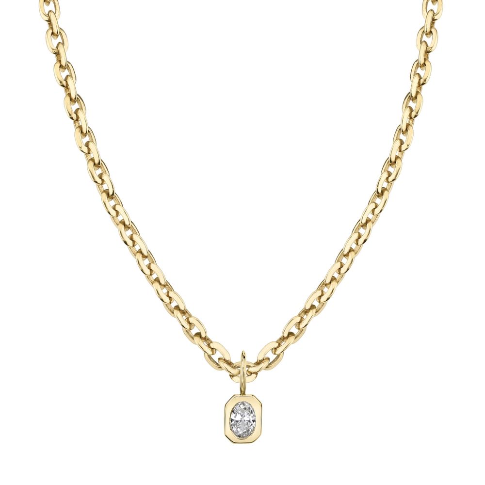 Lizzie Mandler Emerald-Cut Diamond Bezel Solitaire Charm Necklace In Yellow Gold/White Diamond