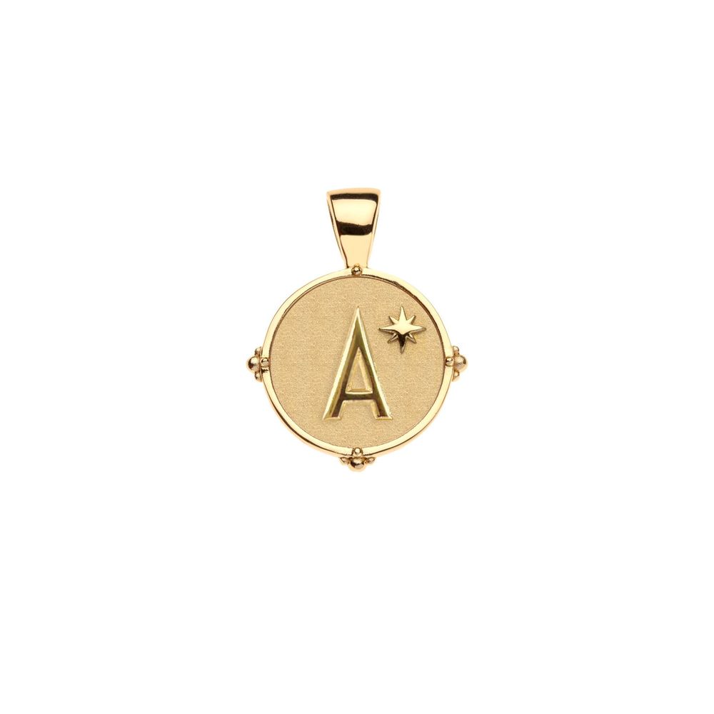 Jane Win Jw Letter Coin Pendant In Yellow Gold Plated Sterling Silver, Size 3 Tags