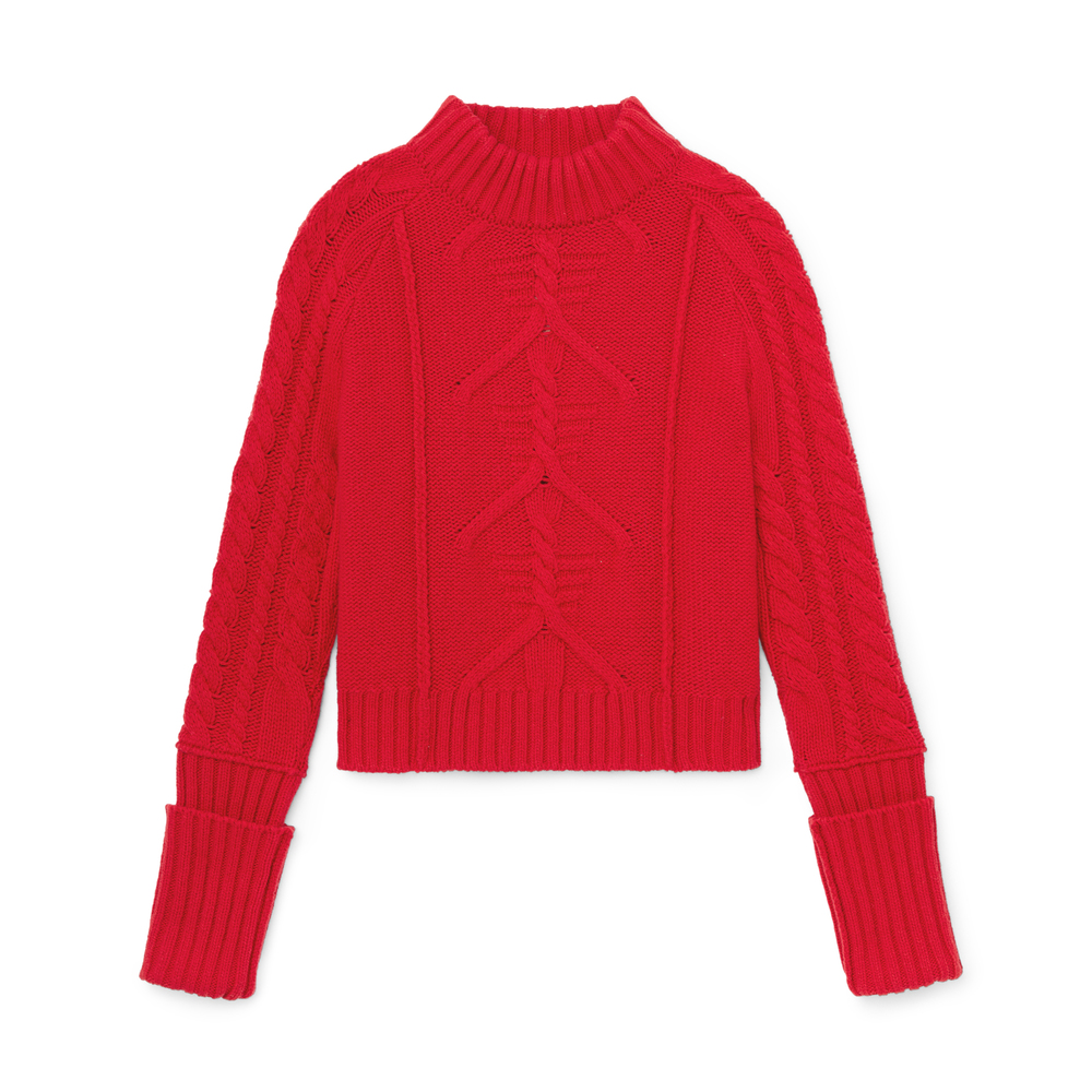 G. Label By Goop Valenzuela Cable-Knit Sweater In Red, Large