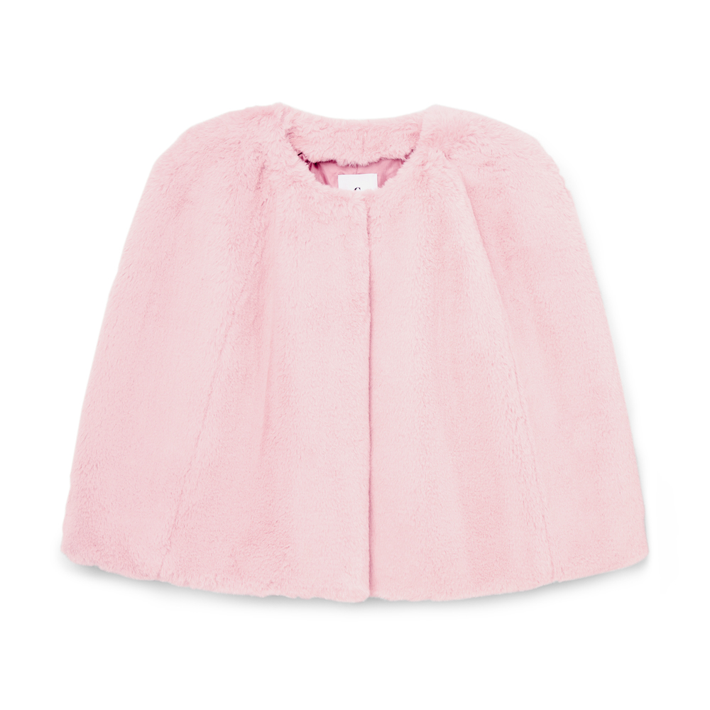G. Label By Goop Steph Faux-Fur Cape In Pink, Size 6