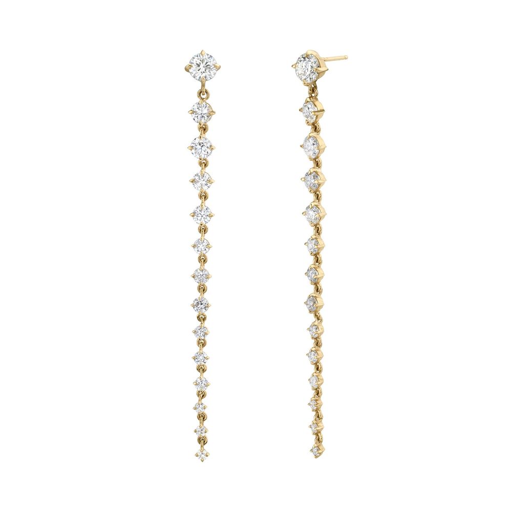 Lizzie Mandler Xl Eclat Graduated Earrings In Yellow Gold/White Diamonds