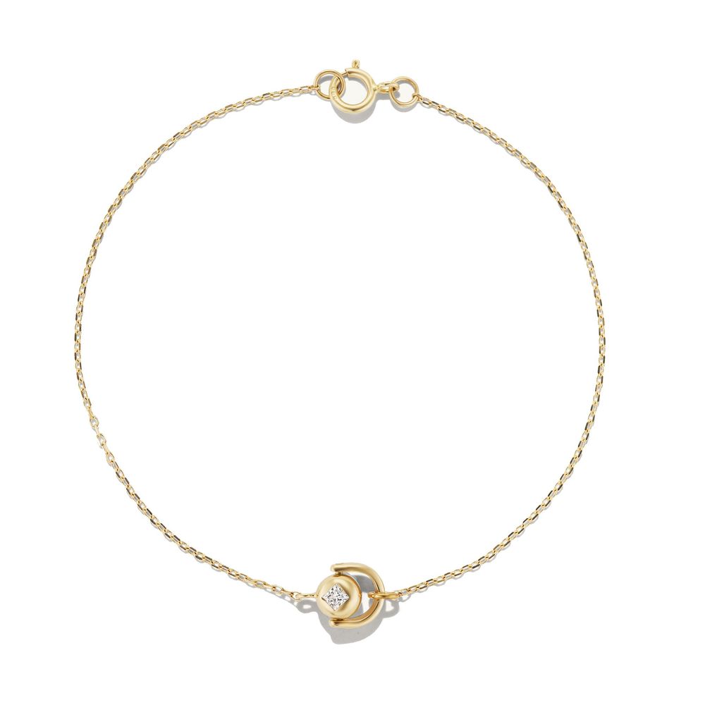 Sophie Ratner Diamond Sphere Bracelet In Yellow Gold/White Diamonds
