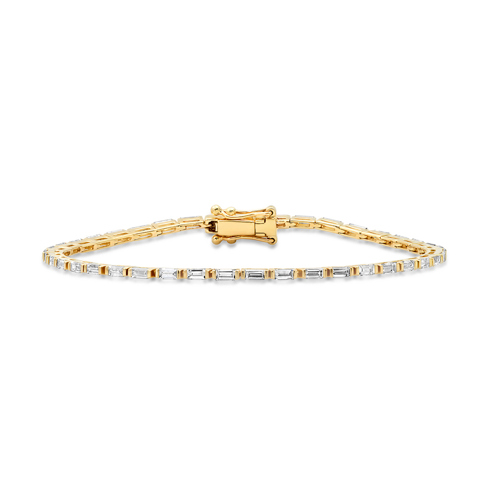 Eriness Diamond Baguette Tennis Bracelet In Yellow Gold/White Diamonds