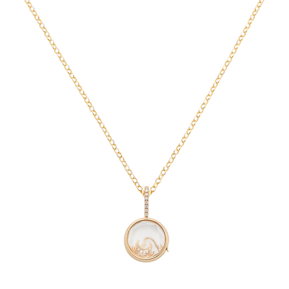 Loquet To The Moon And Back Necklace In Yellow Gold/White Diamonds