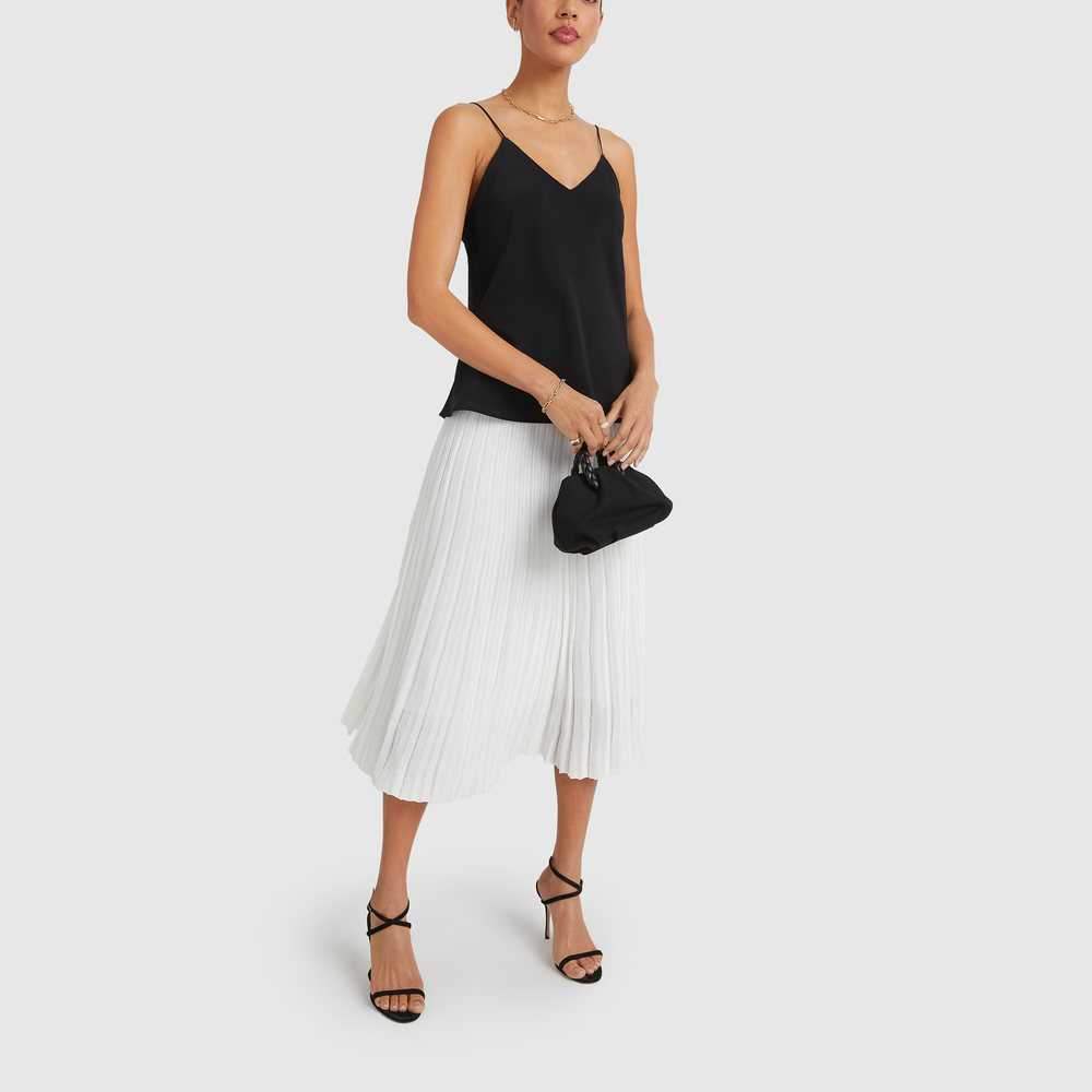 Maria McManus High-Waisted Gauzy Pleated Skirt In Off-White, Small
