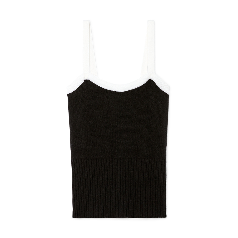 G. Label By Goop Castner Sweater Tank In Black/Ivory, X-Small