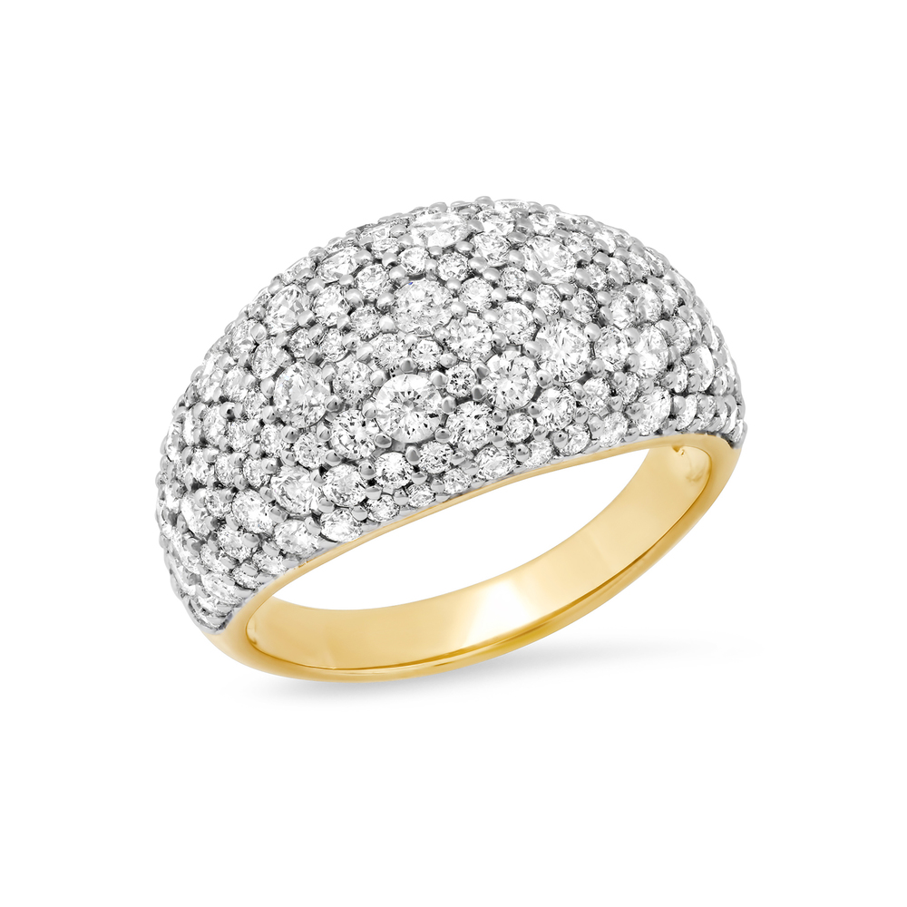 Eriness Diamond Sunburst Cocktail Ring In Yellow Gold/White Diamonds, Size 7.5