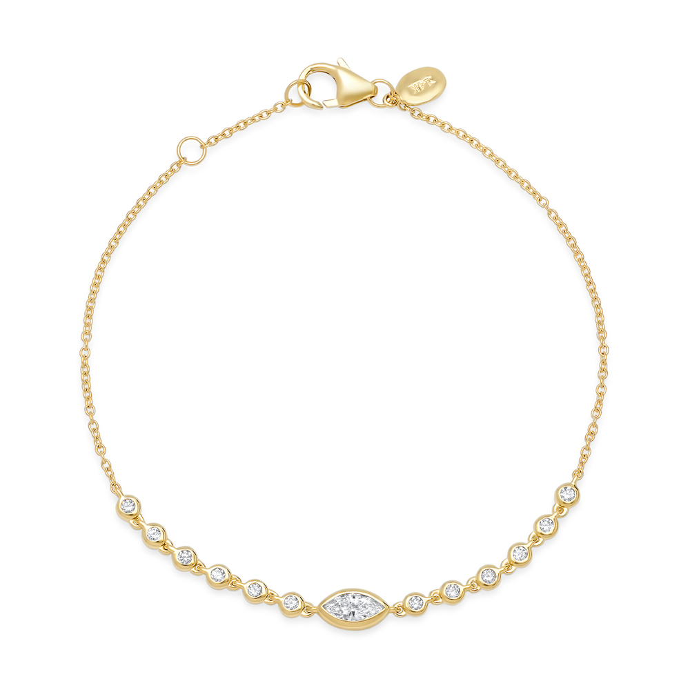 Eriness Diamond Marquise And Bezel Set Sun Ray Bracelet In Yellow Gold/White Diamonds