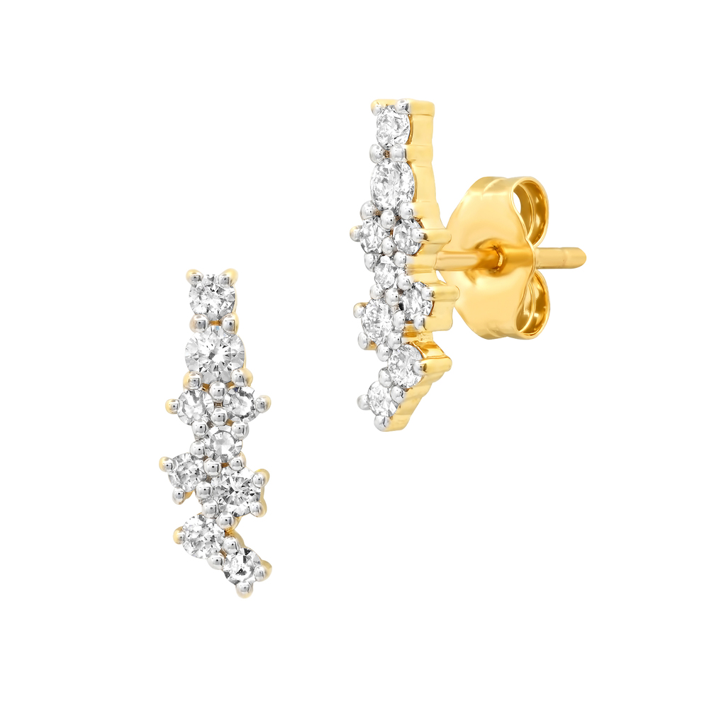 Eriness Diamond Sunburst Stud Earrings In Yellow Gold/White Diamonds